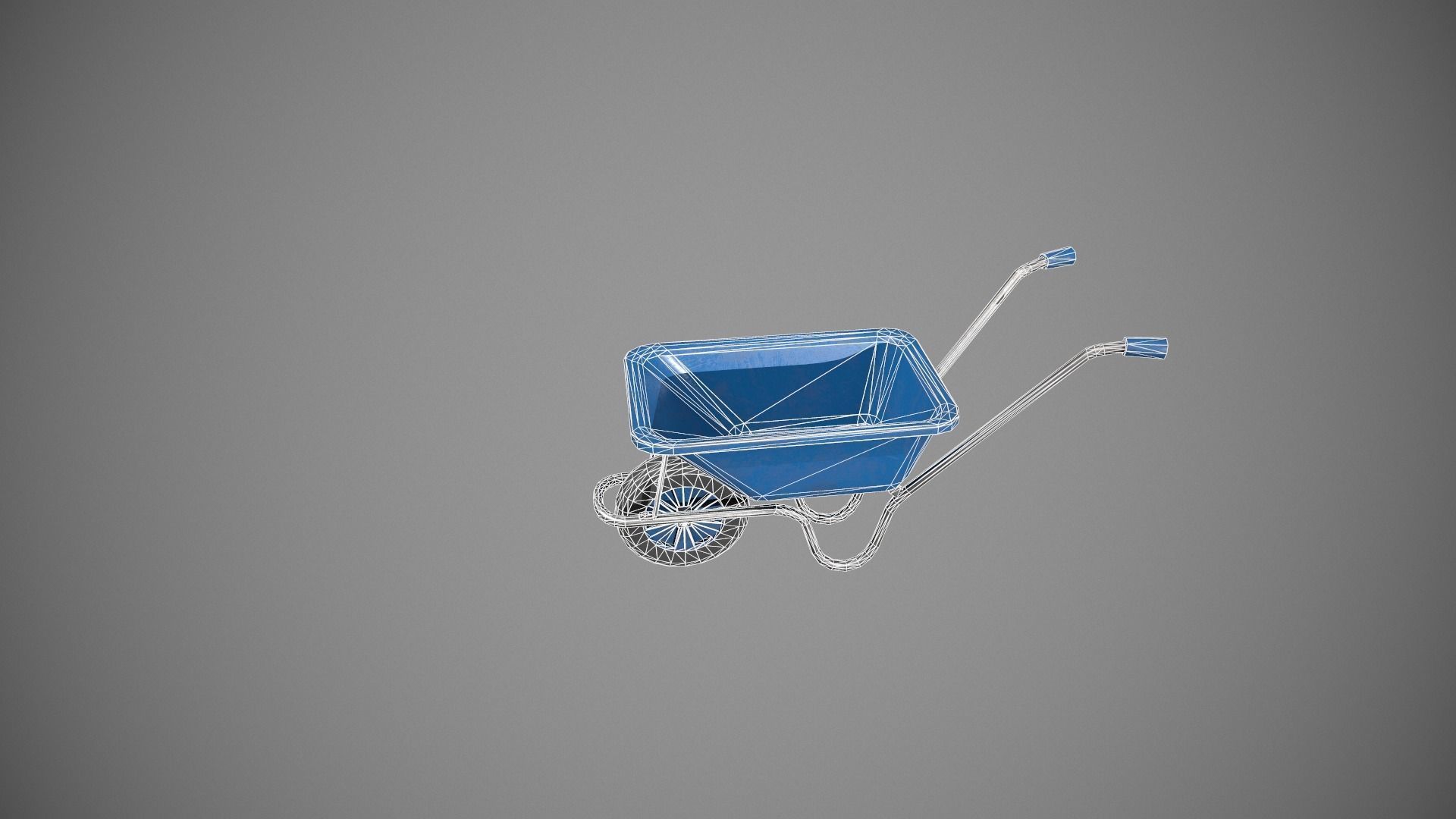 Blue Wheelbarrow Low-poly 3D model_16
