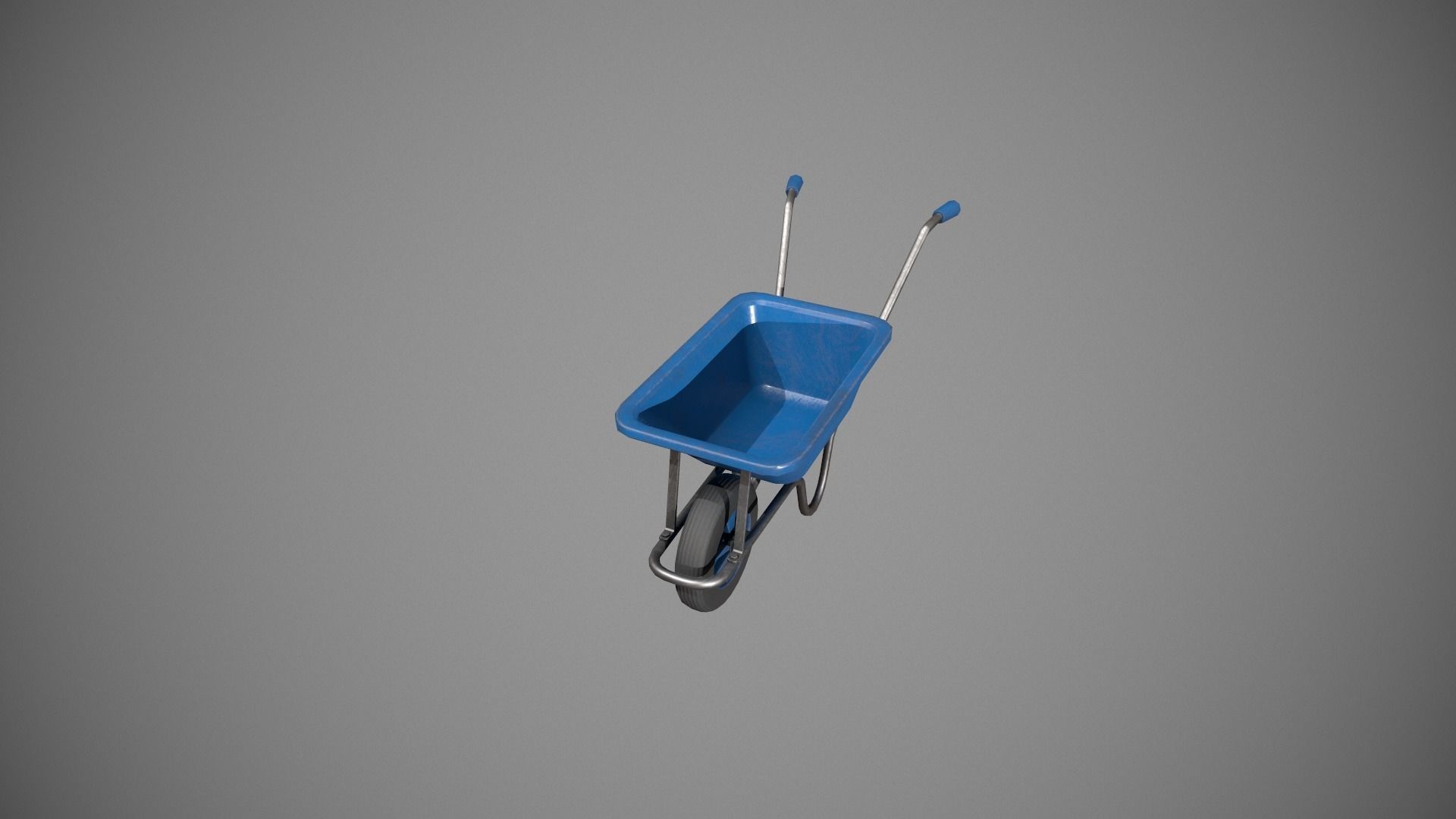 Blue Wheelbarrow Low-poly 3D model_7