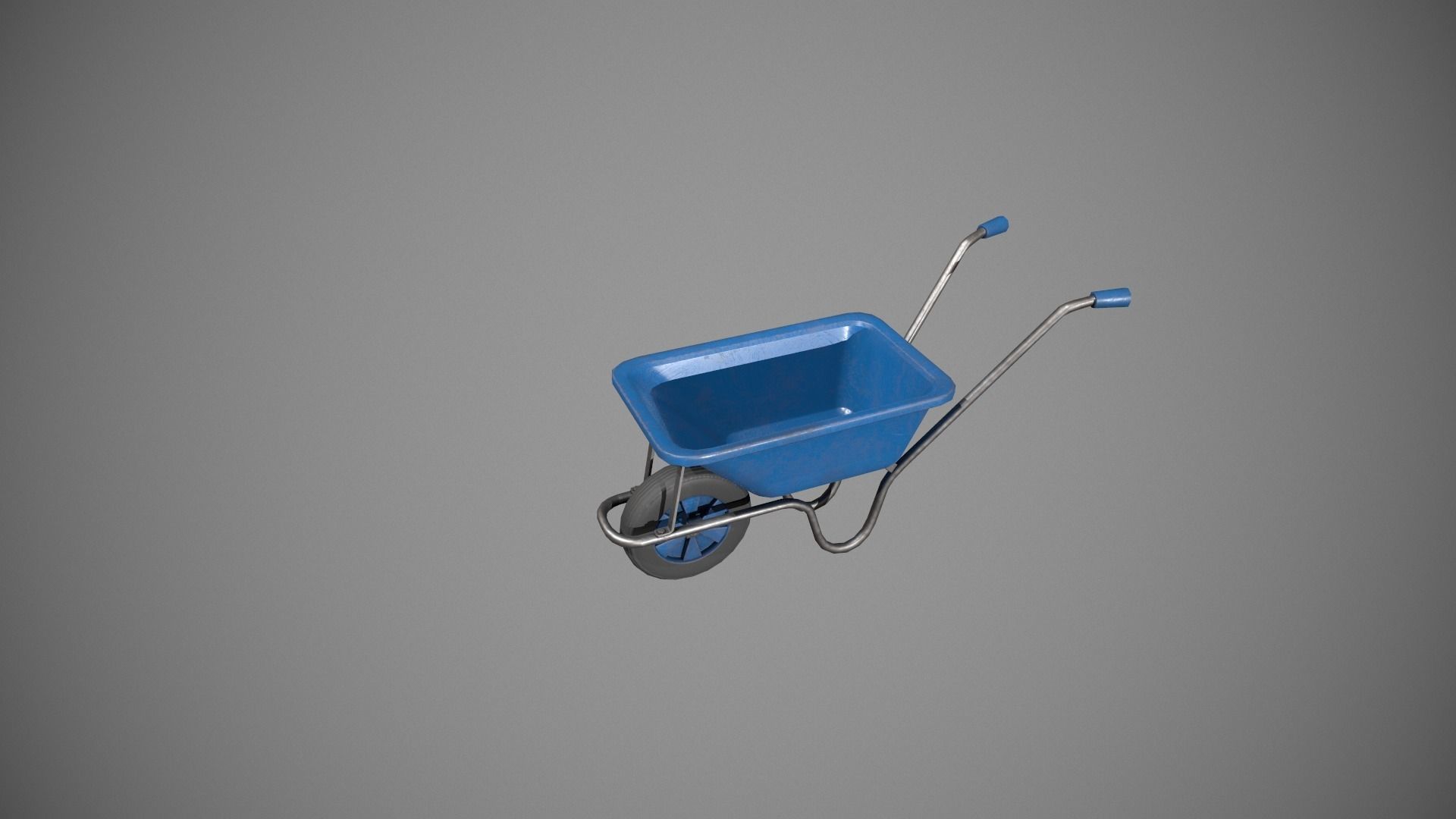 Blue Wheelbarrow Low-poly 3D model_6