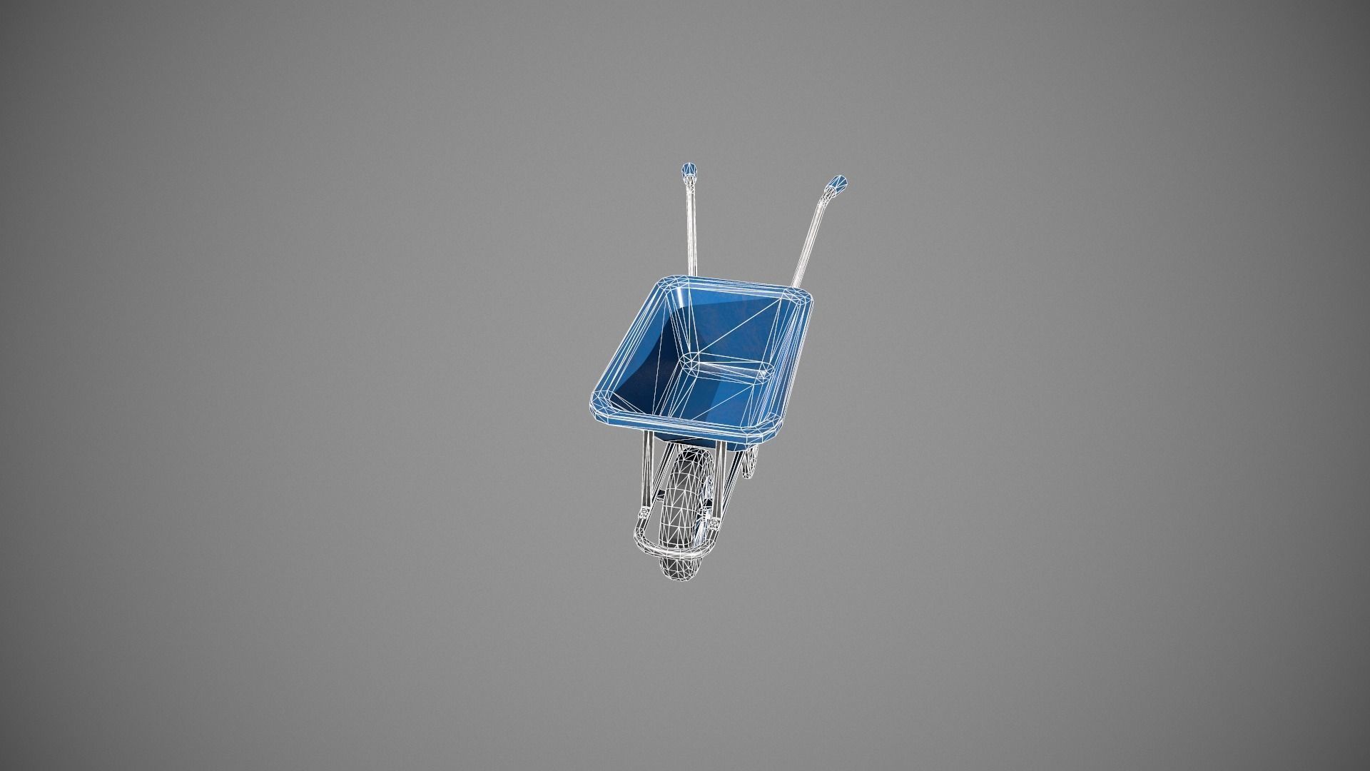 Blue Wheelbarrow Low-poly 3D model_18