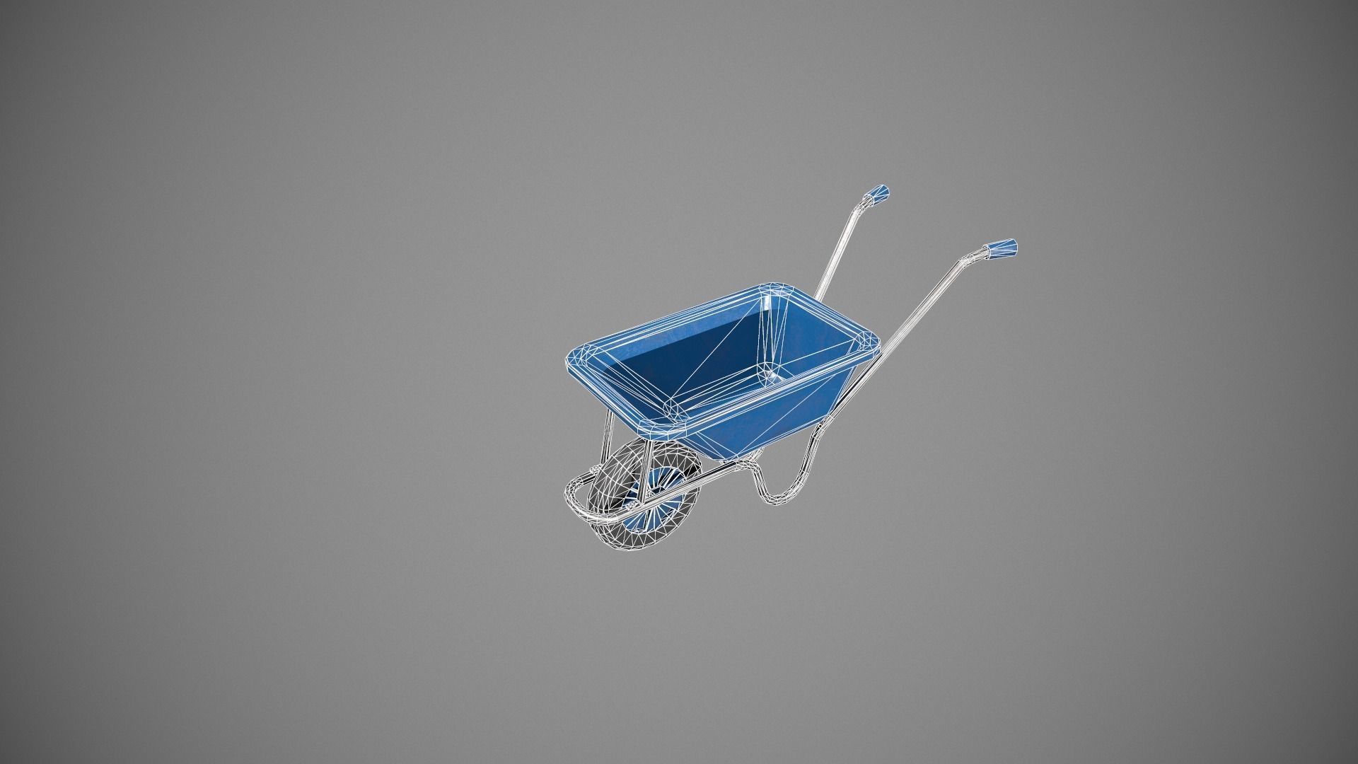 Blue Wheelbarrow Low-poly 3D model_17
