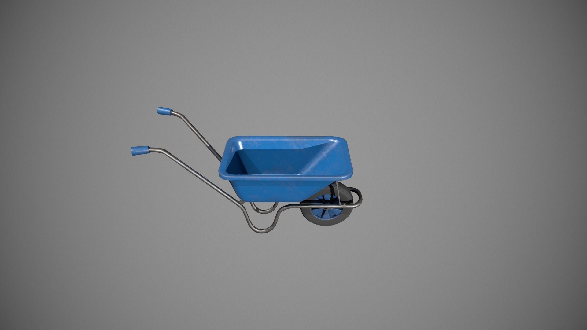 Blue Wheelbarrow Low-poly 3D model_1