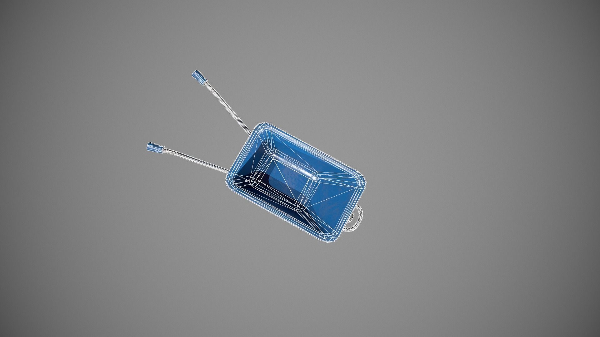 Blue Wheelbarrow Low-poly 3D model_21