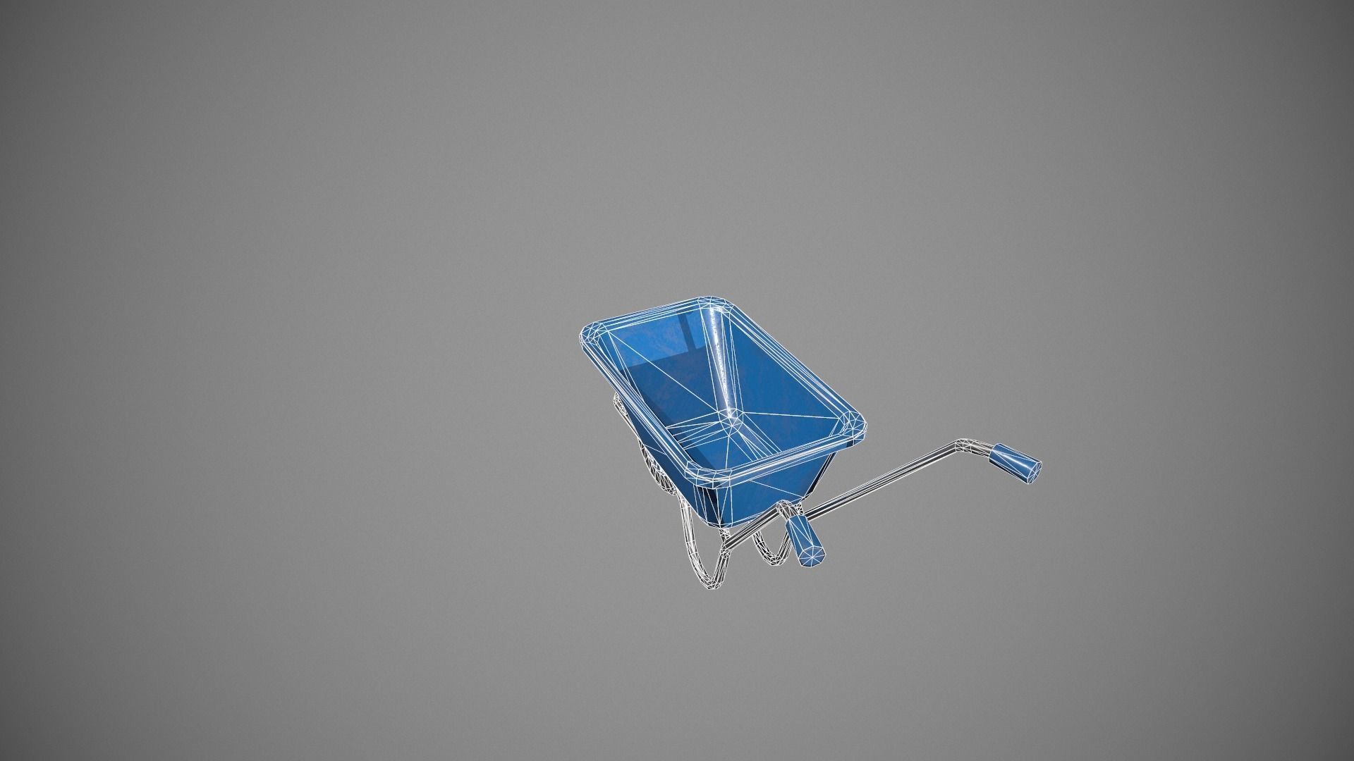 Blue Wheelbarrow Low-poly 3D model_14