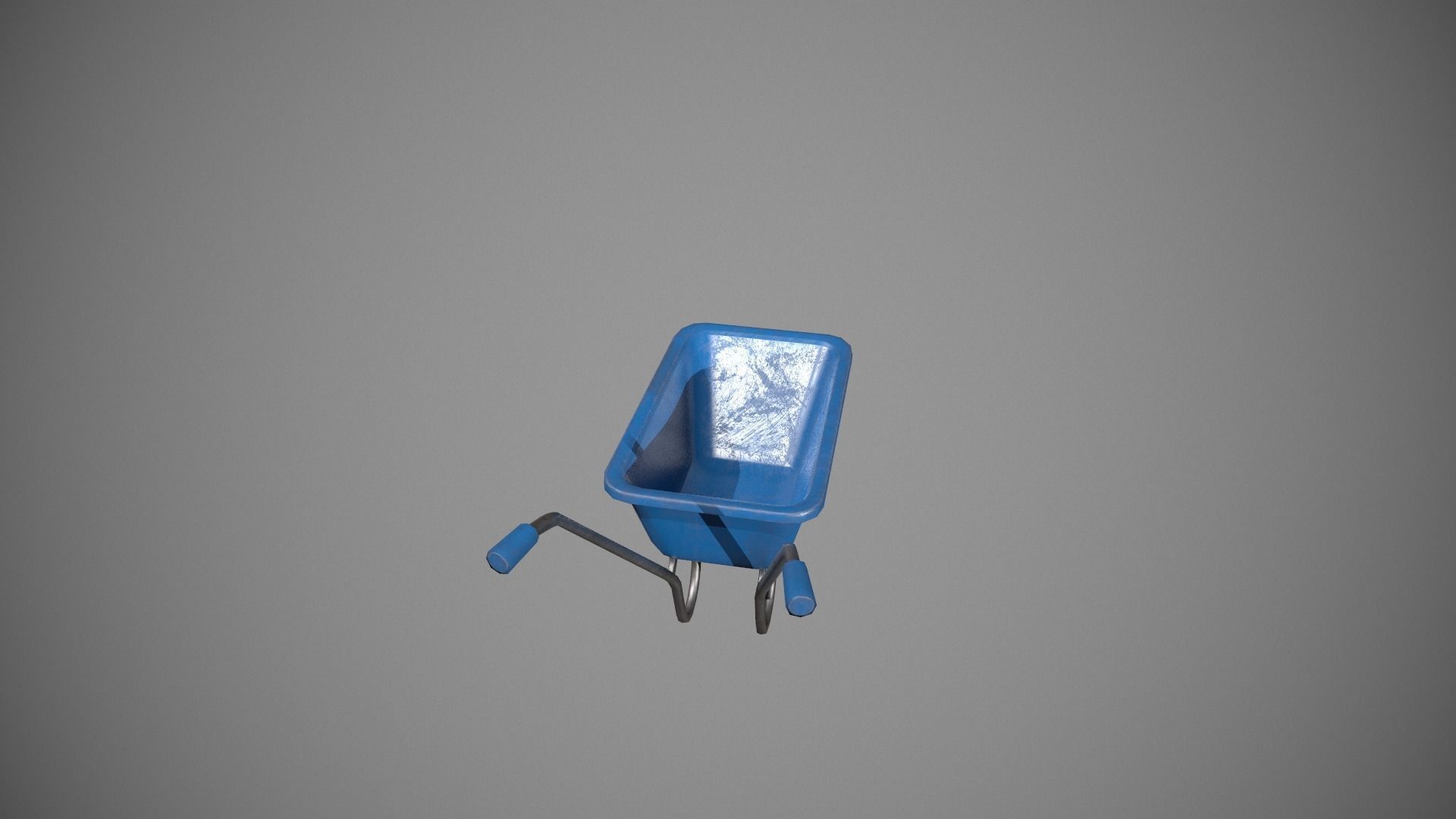 Blue Wheelbarrow Low-poly 3D model_3