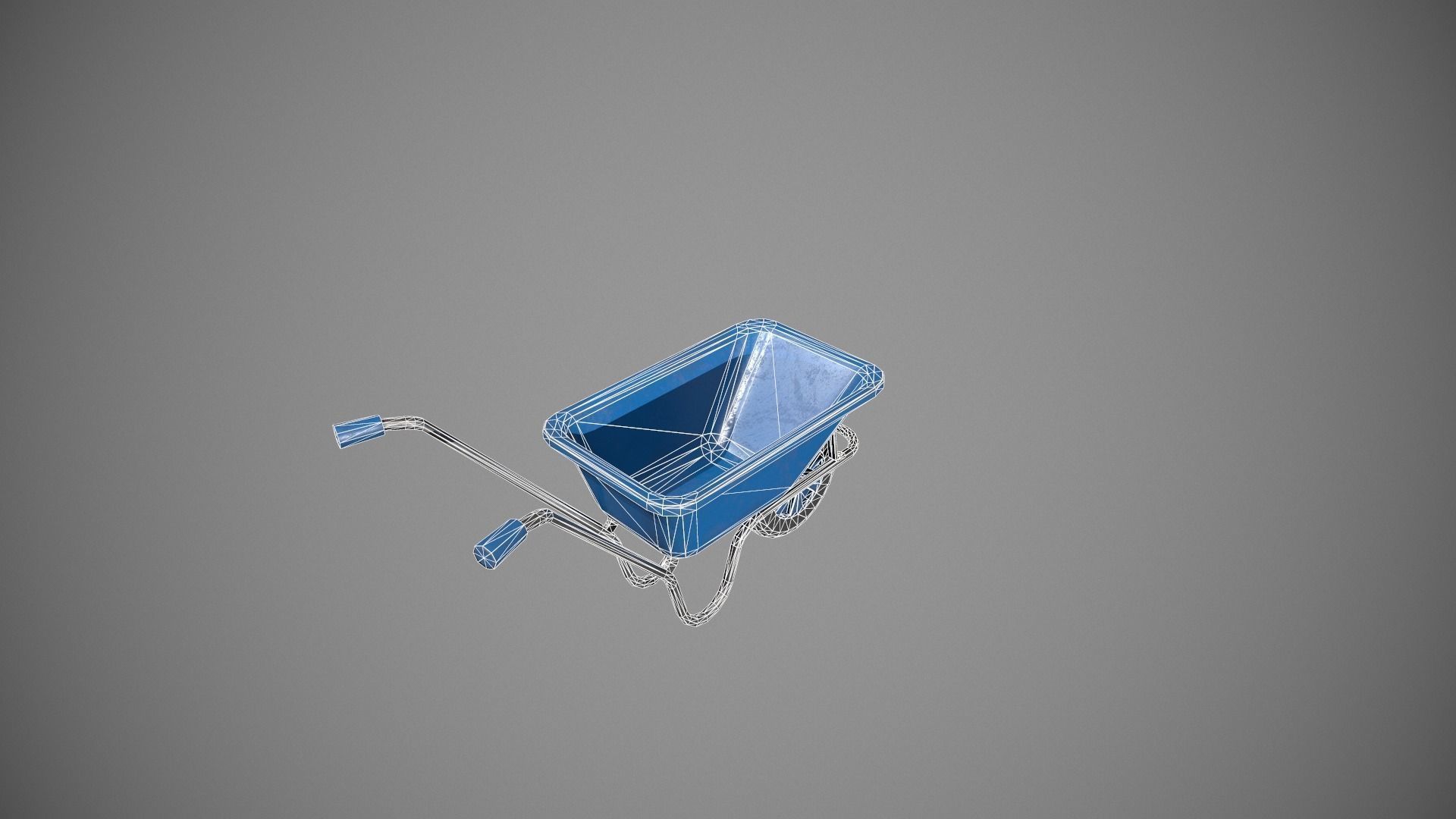 Blue Wheelbarrow Low-poly 3D model_12