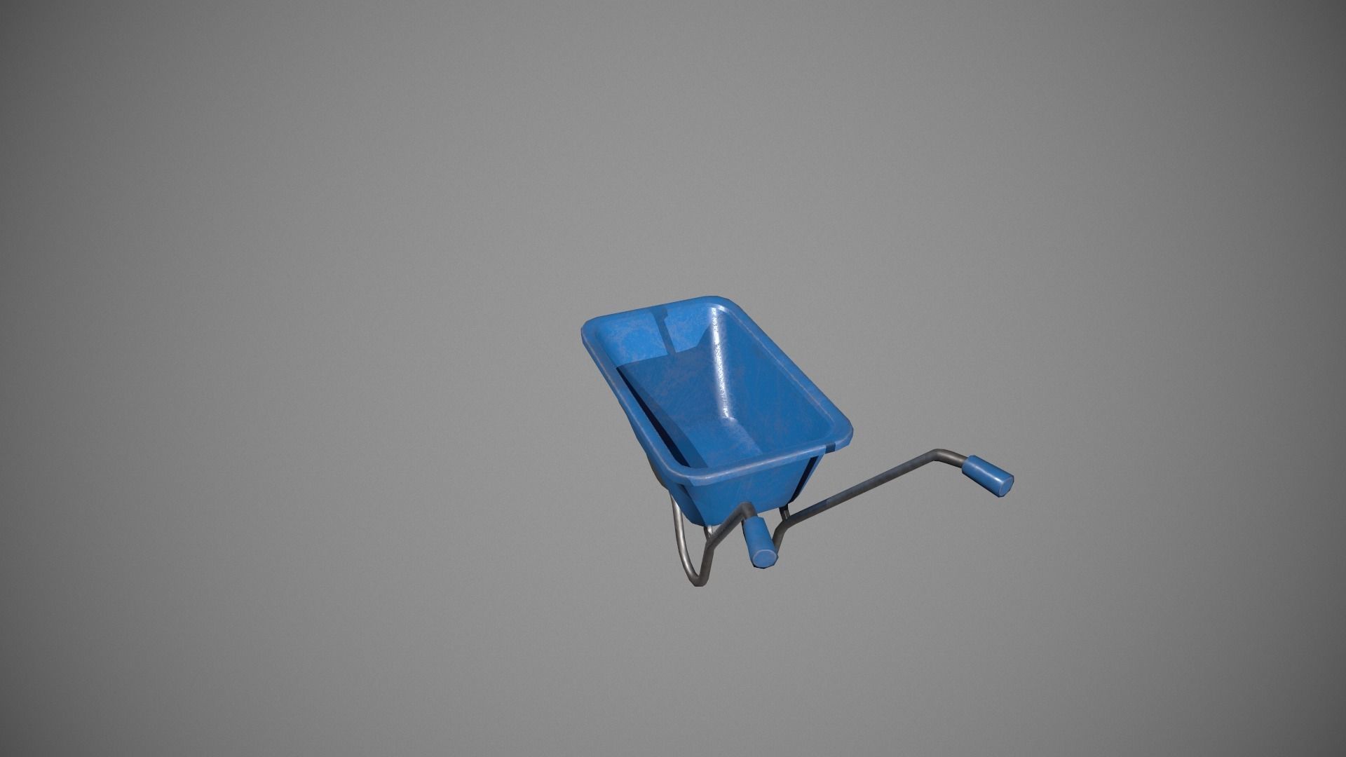 Blue Wheelbarrow Low-poly 3D model_4