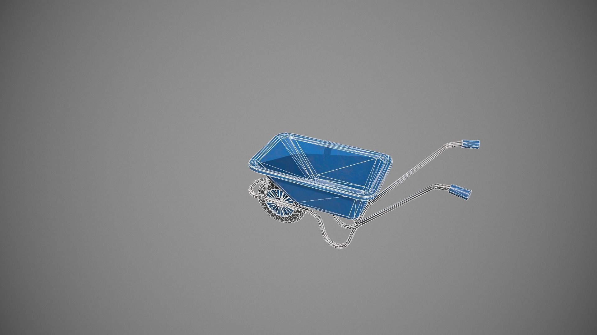 Blue Wheelbarrow Low-poly 3D model_15