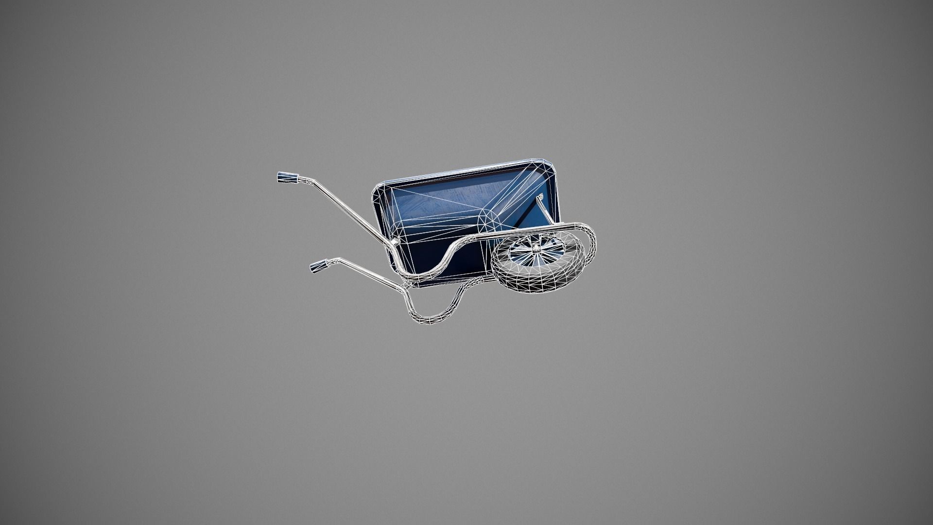 Blue Wheelbarrow Low-poly 3D model_22