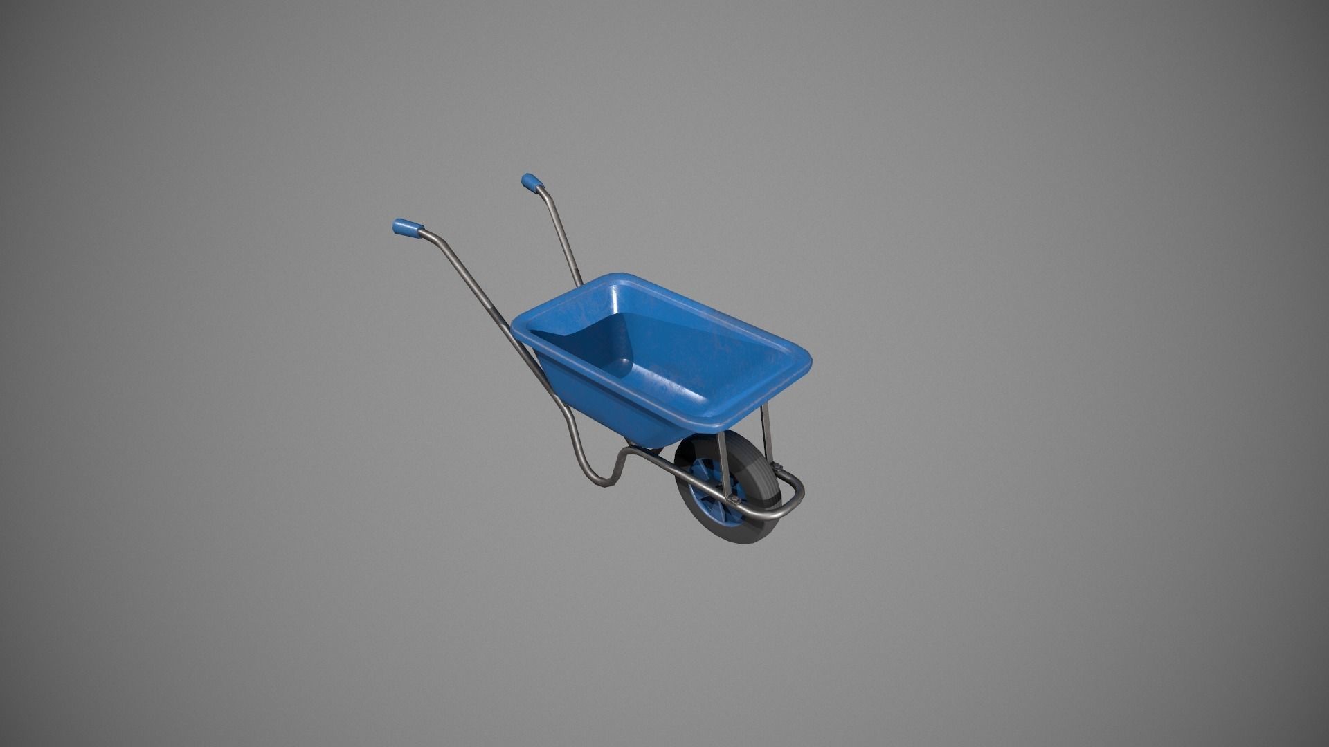 Blue Wheelbarrow Low-poly 3D model_9
