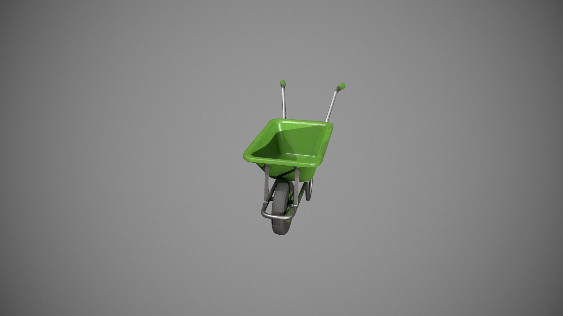 Green Wheelbarrow Low-poly 3D model_2