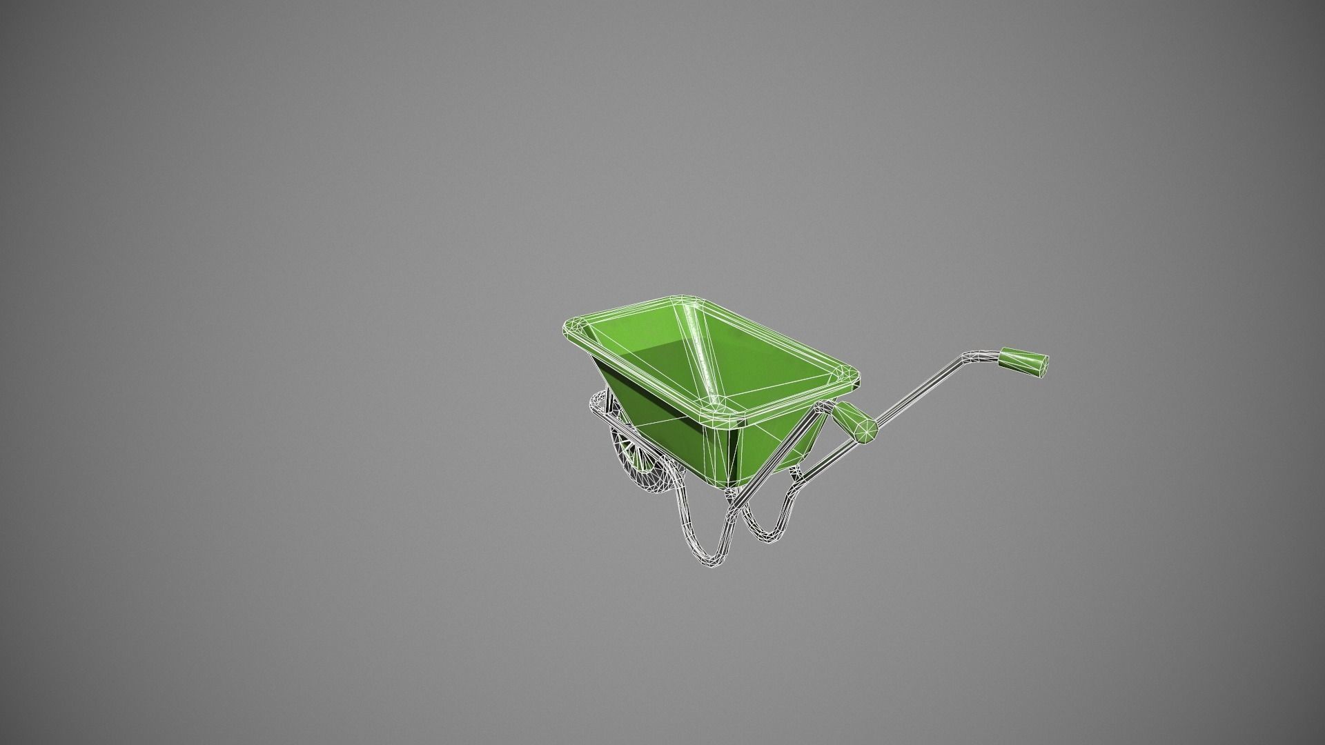 Green Wheelbarrow Low-poly 3D model_15
