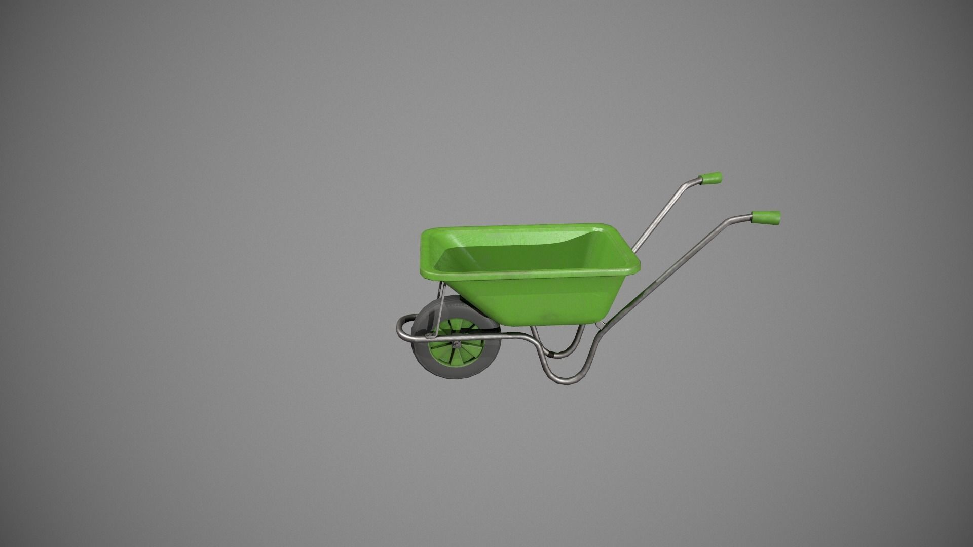 Green Wheelbarrow Low-poly 3D model_4