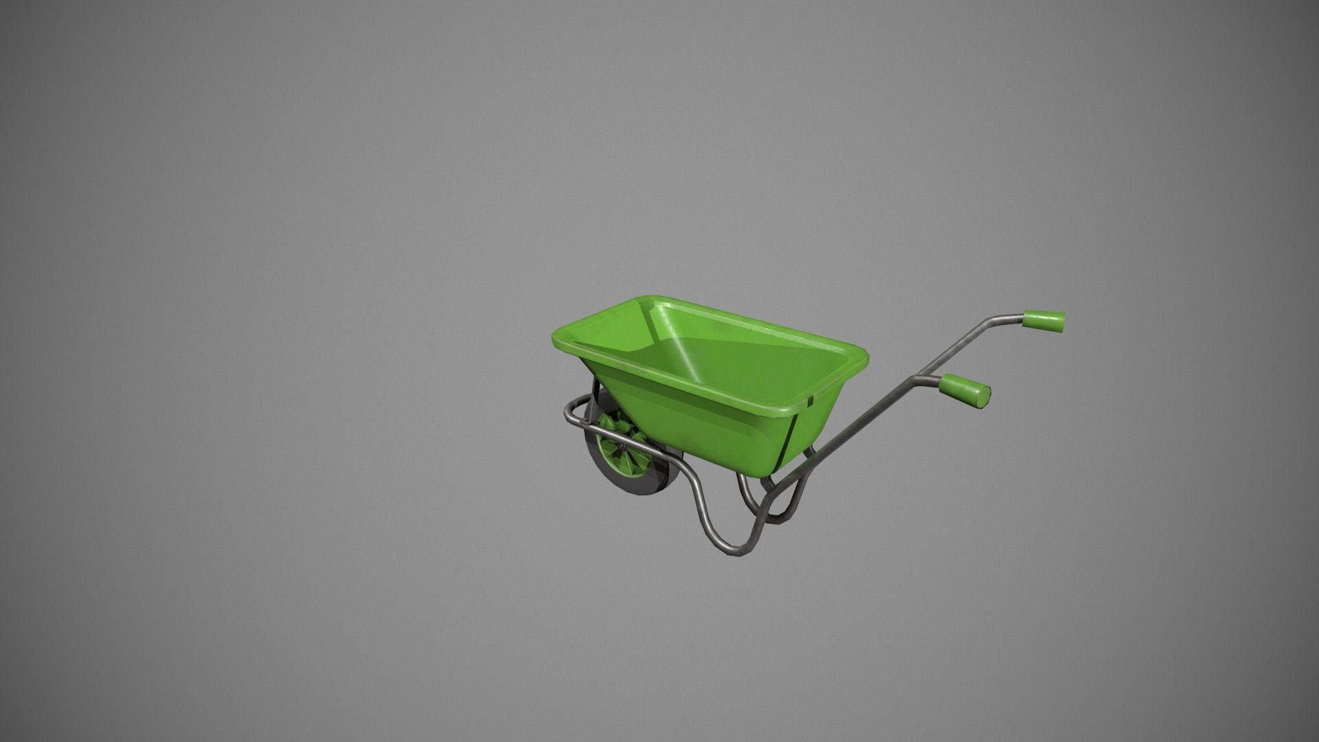 Green Wheelbarrow Low-poly 3D model_5