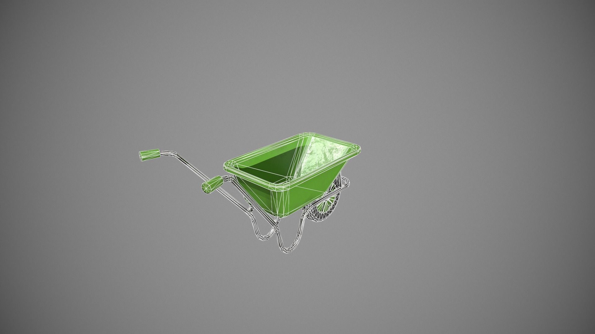Green Wheelbarrow Low-poly 3D model_17