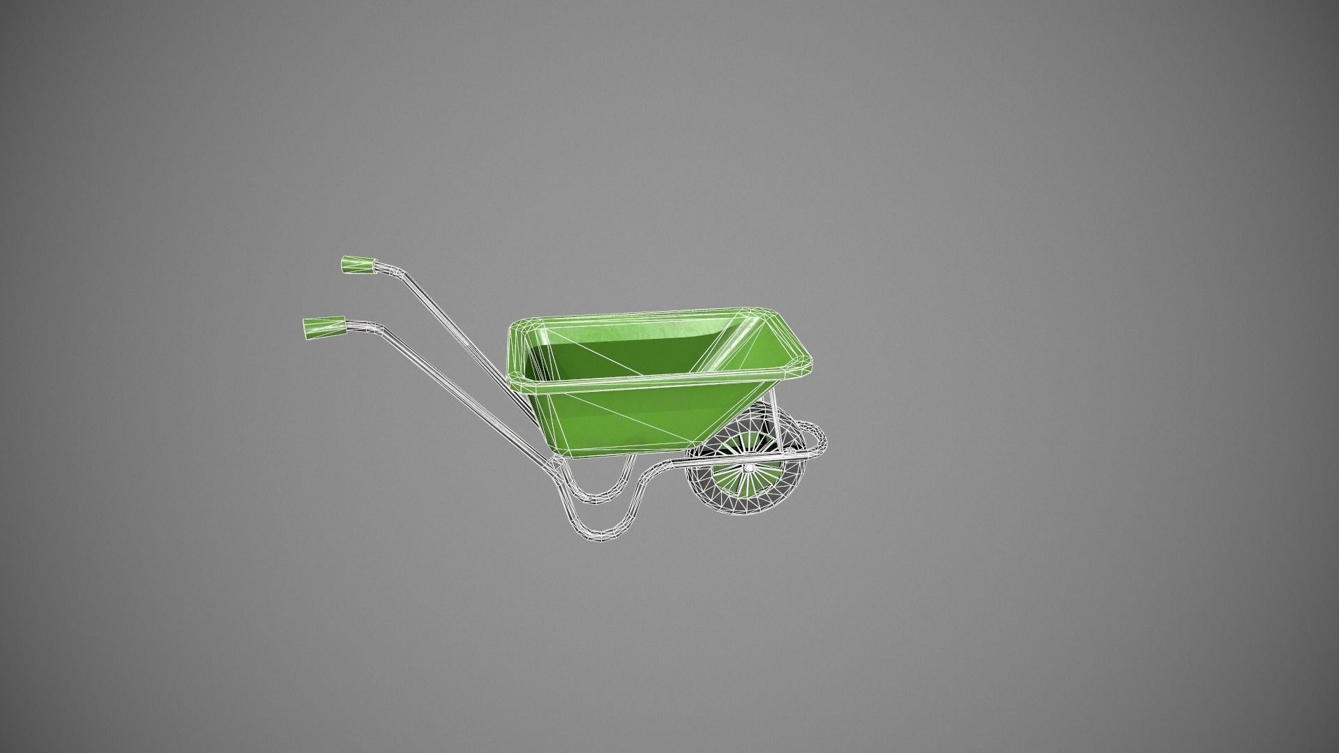 Green Wheelbarrow Low-poly 3D model_18