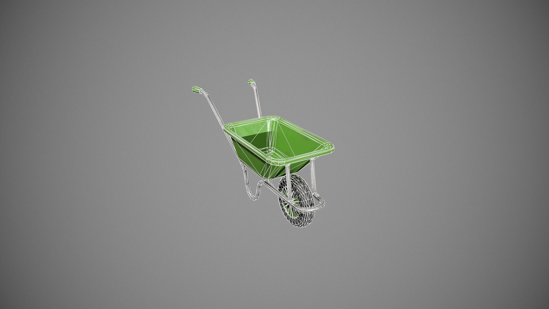 Green Wheelbarrow Low-poly 3D model_11