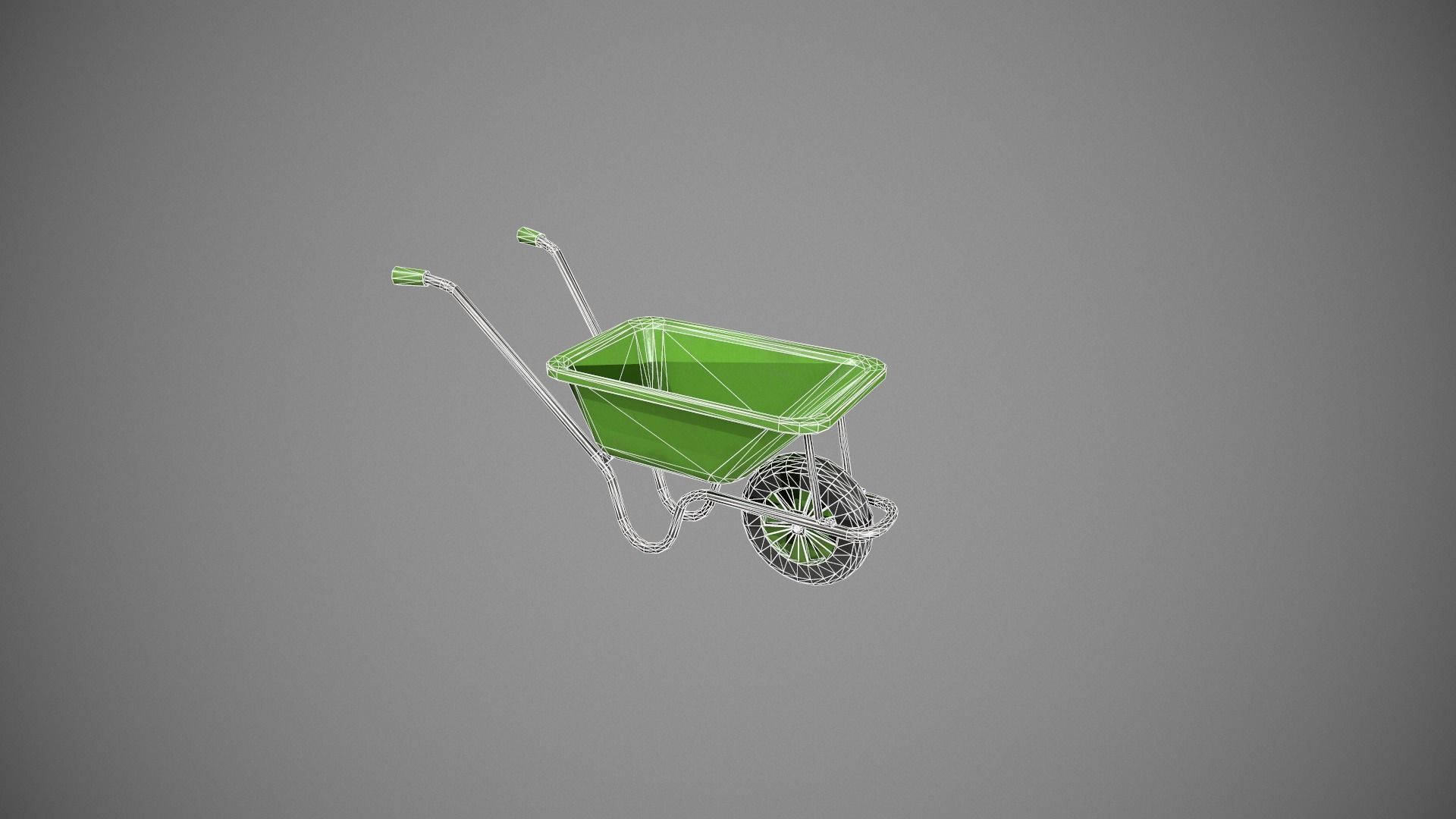 Green Wheelbarrow Low-poly 3D model_10