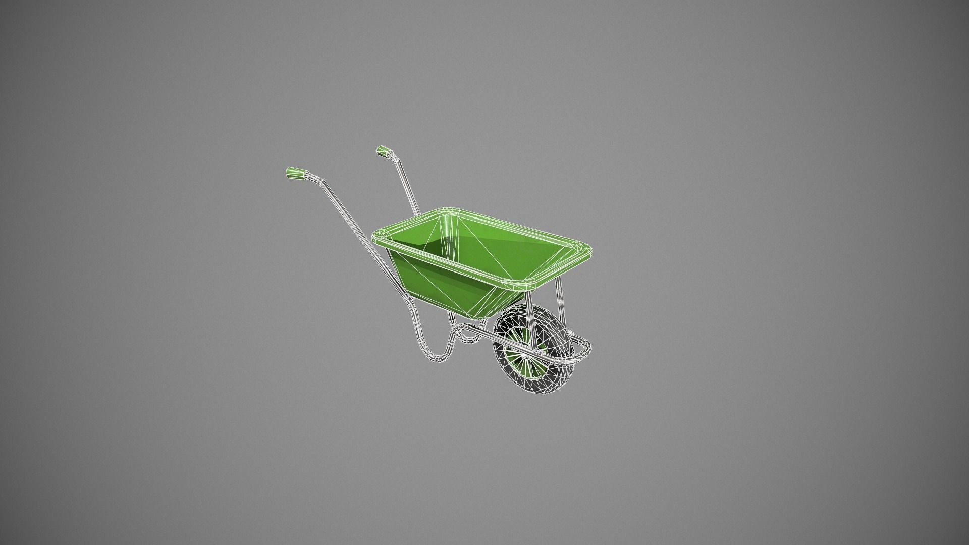 Green Wheelbarrow Low-poly 3D model_19