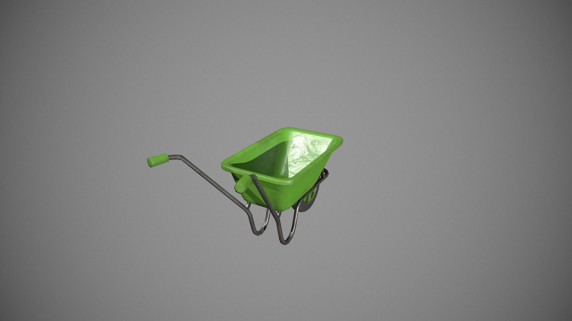 Green Wheelbarrow Low-poly 3D model_7
