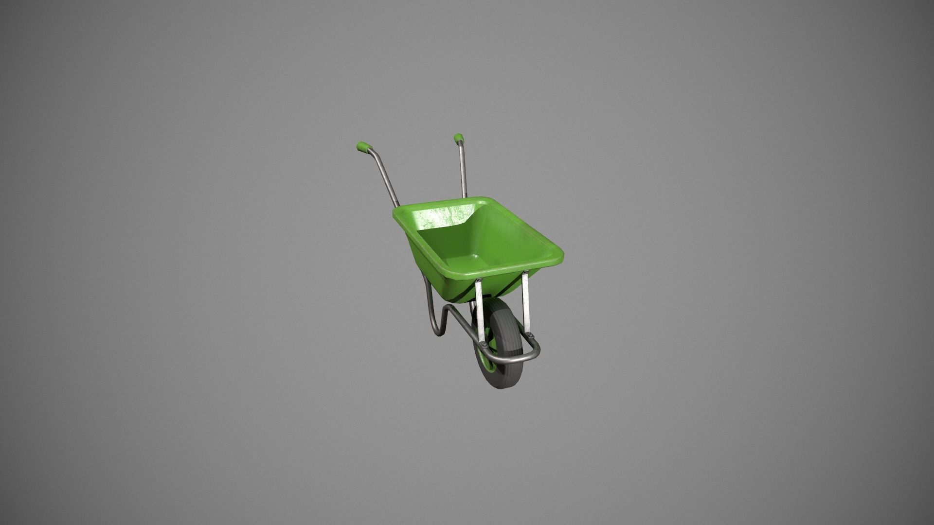 Green Wheelbarrow Low-poly 3D model_1