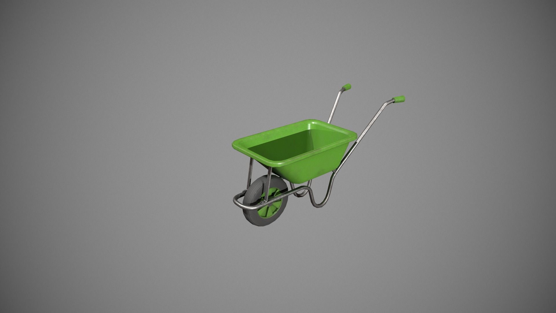 Green Wheelbarrow Low-poly 3D model_3