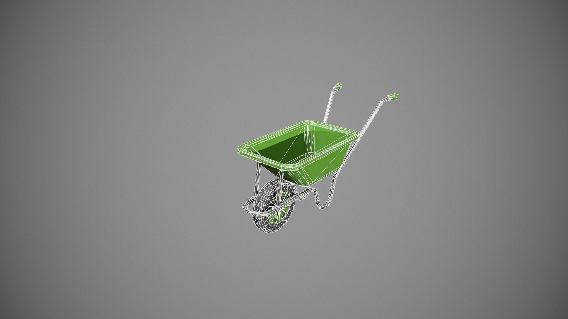 Green Wheelbarrow Low-poly 3D model_13