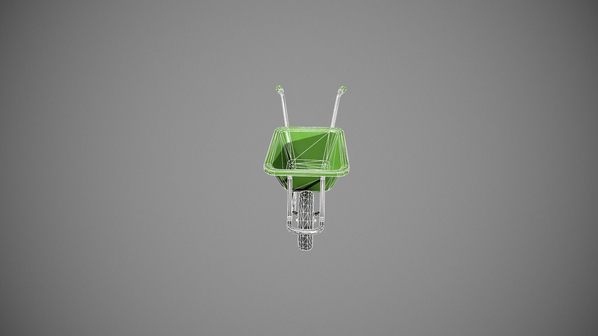 Green Wheelbarrow Low-poly 3D model_12