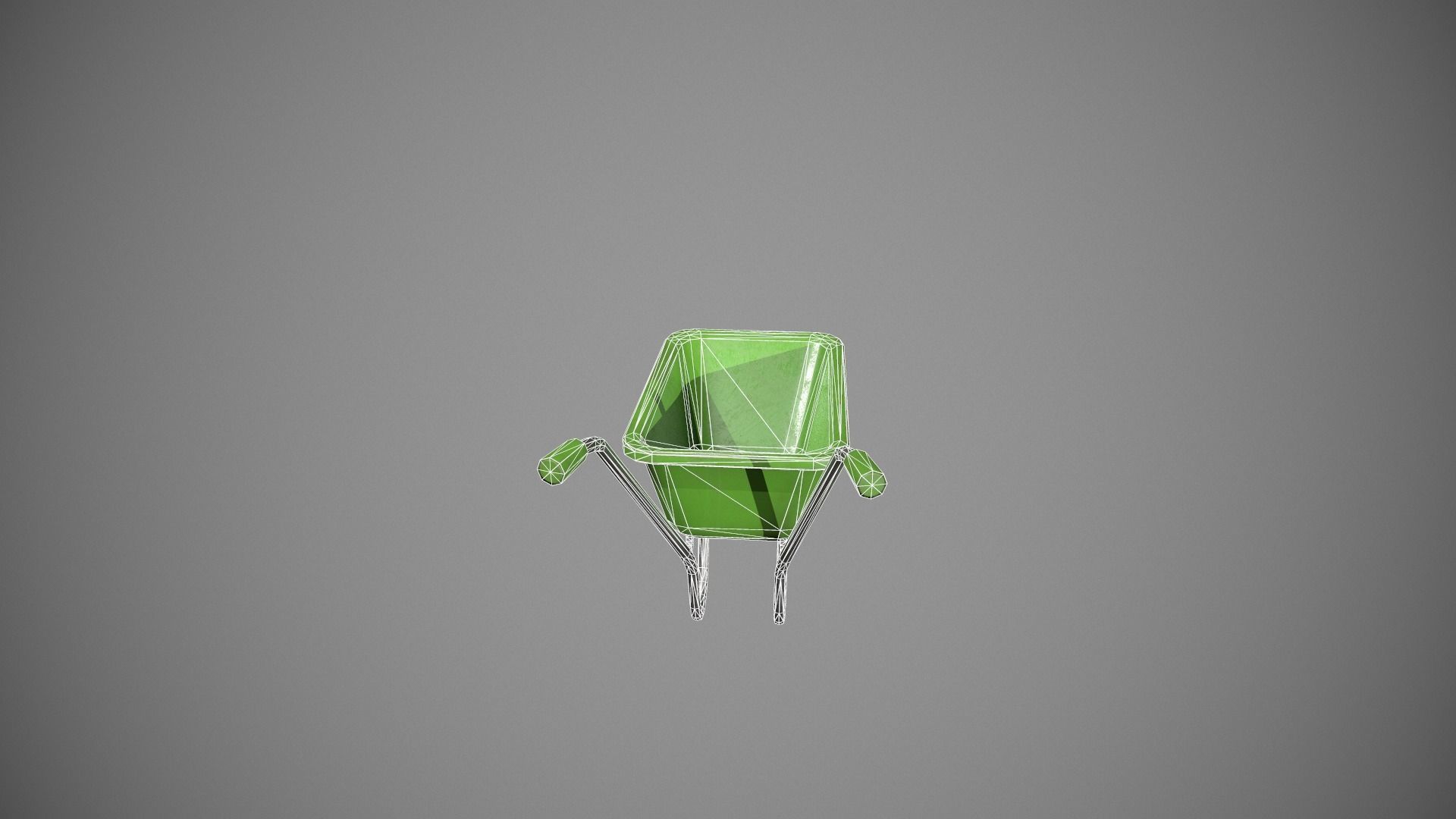 Green Wheelbarrow Low-poly 3D model_16