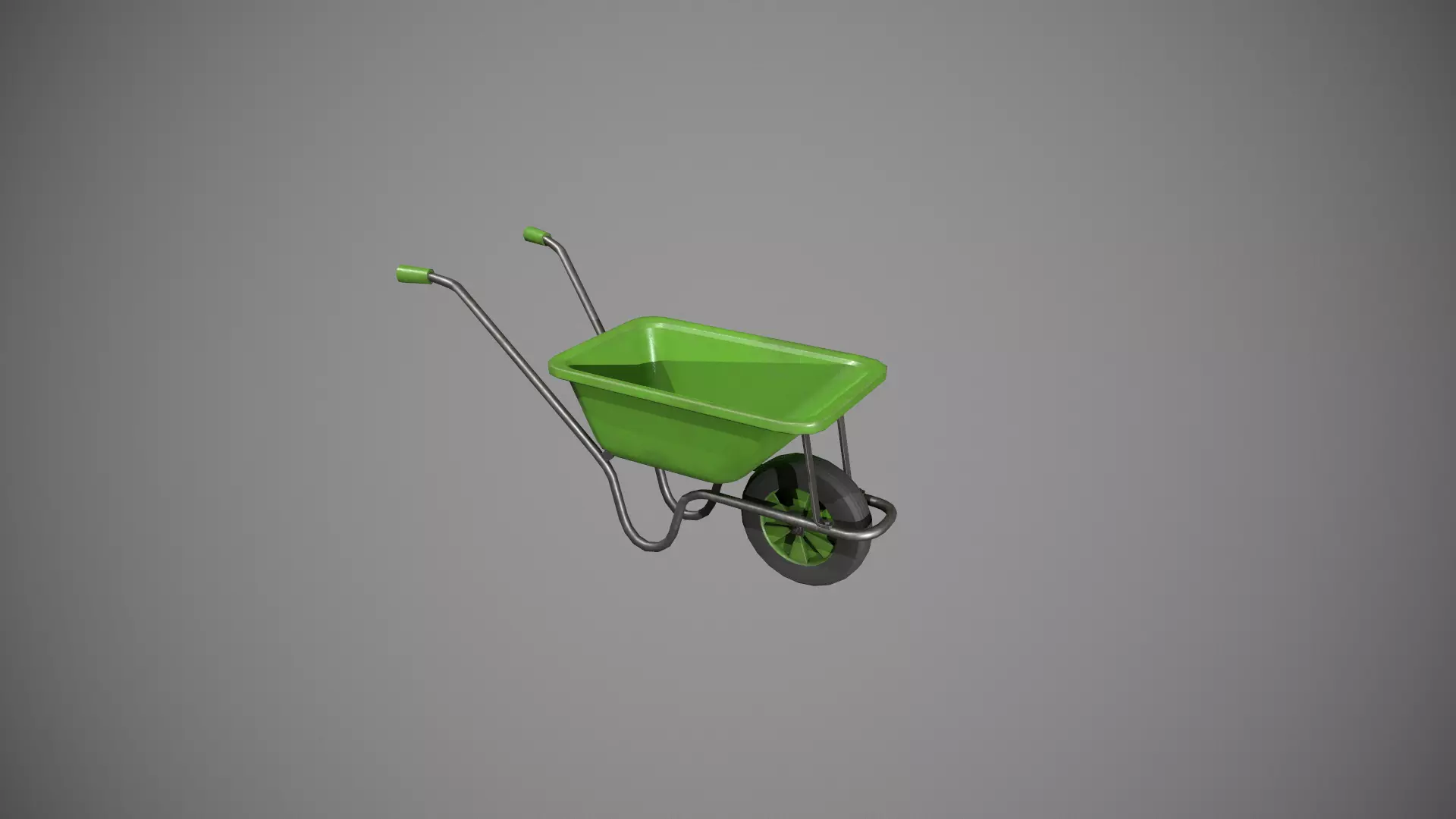Green Wheelbarrow Low-poly 3D model_0