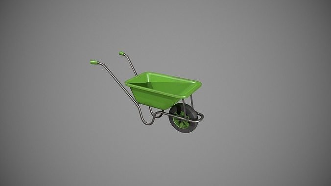 Green Wheelbarrow Low-poly 3D model