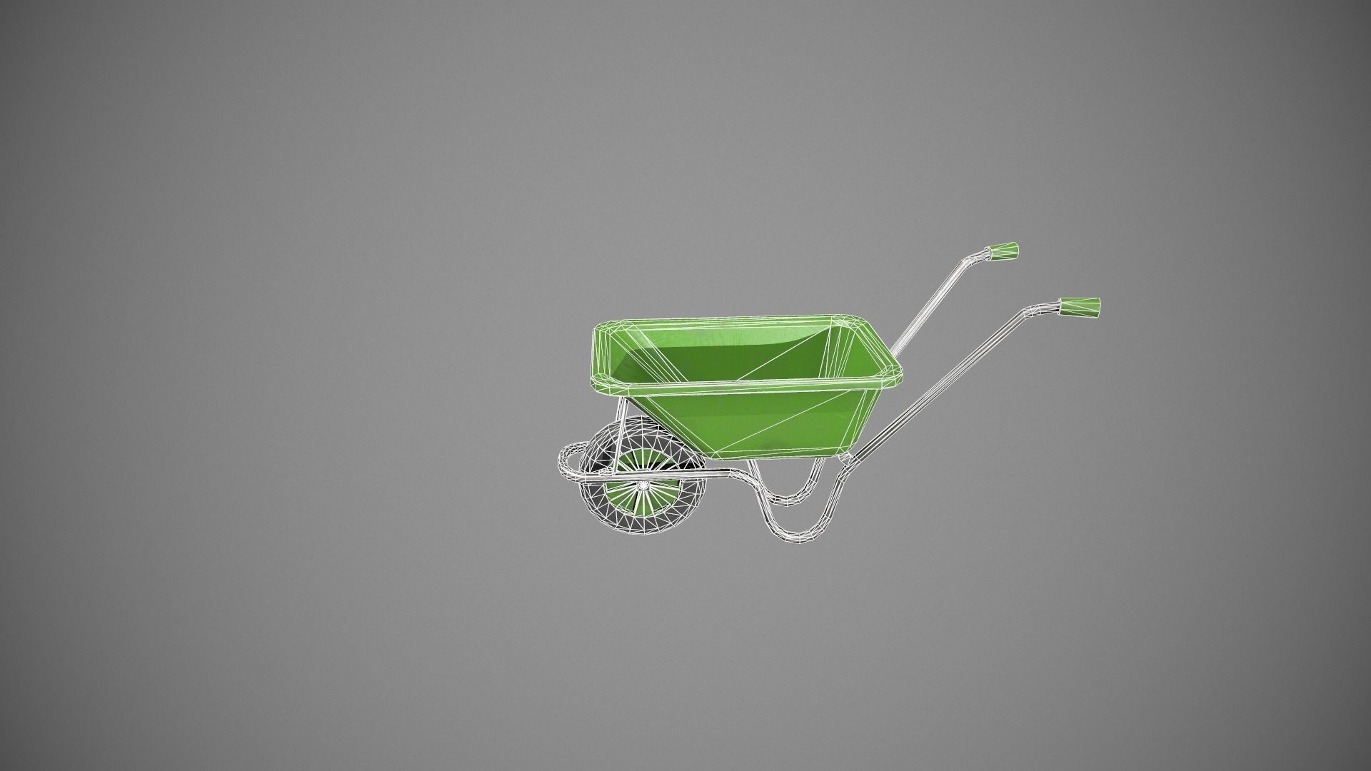 Green Wheelbarrow Low-poly 3D model_14