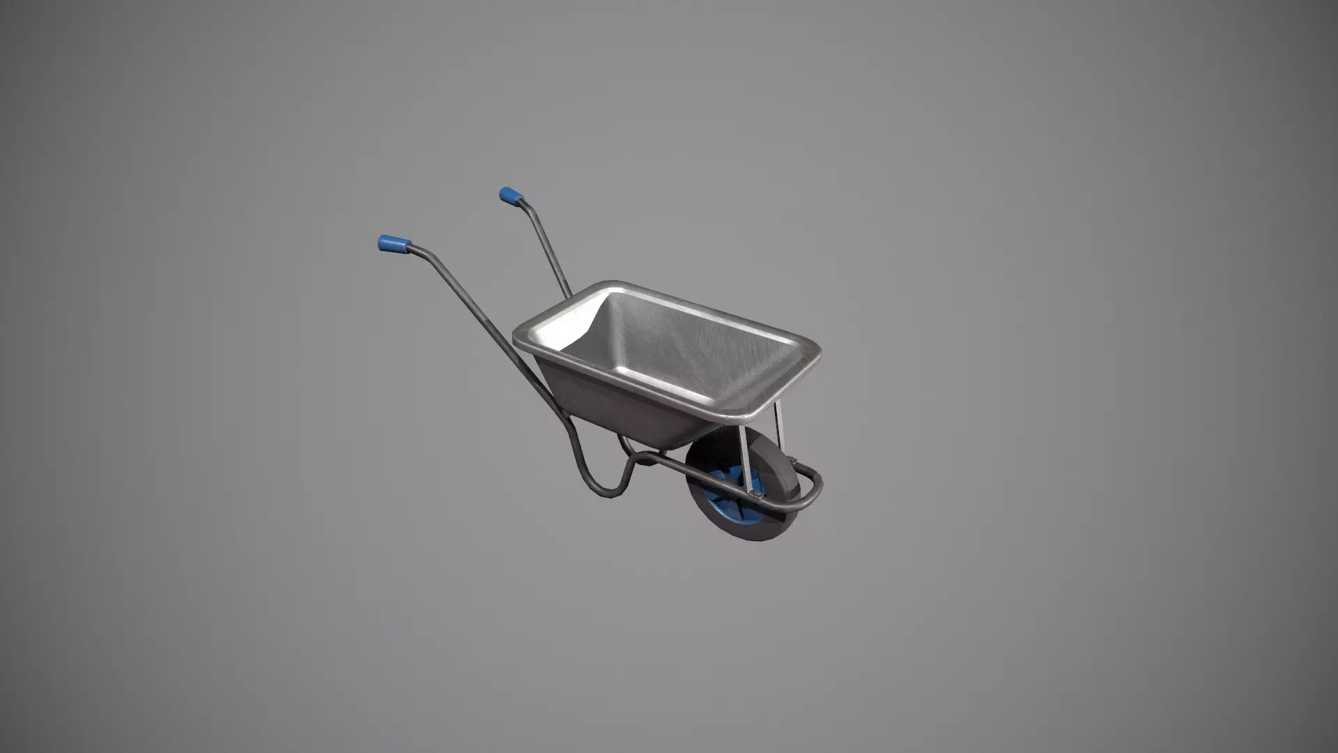 Metal-Blue Wheelbarrow Low-poly 3D model