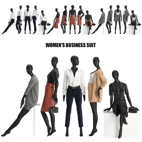 womens business suits 3D model