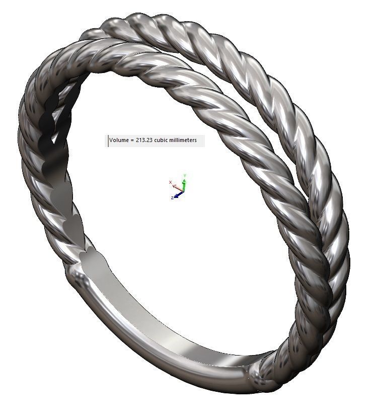 Double row twisted wire ring 3D print model_11