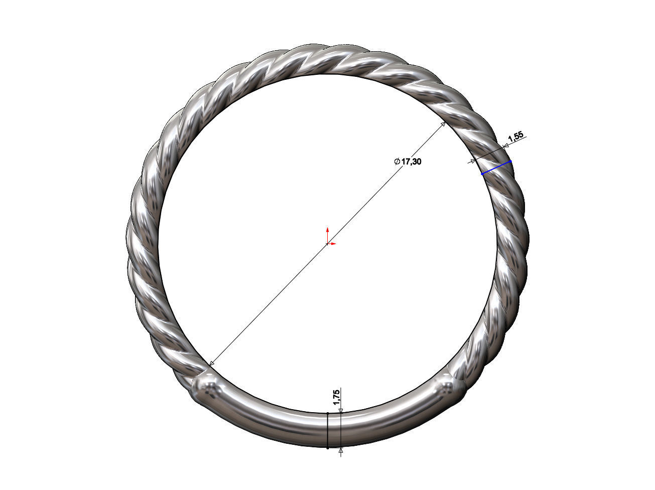 Double row twisted wire ring 3D print model_5