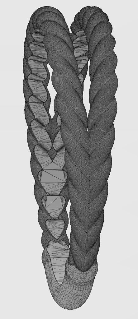 Double row twisted wire ring 3D print model_14