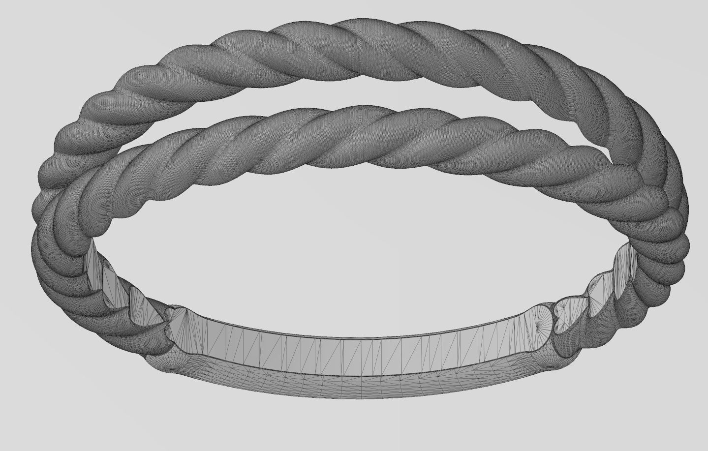 Double row twisted wire ring 3D print model_13