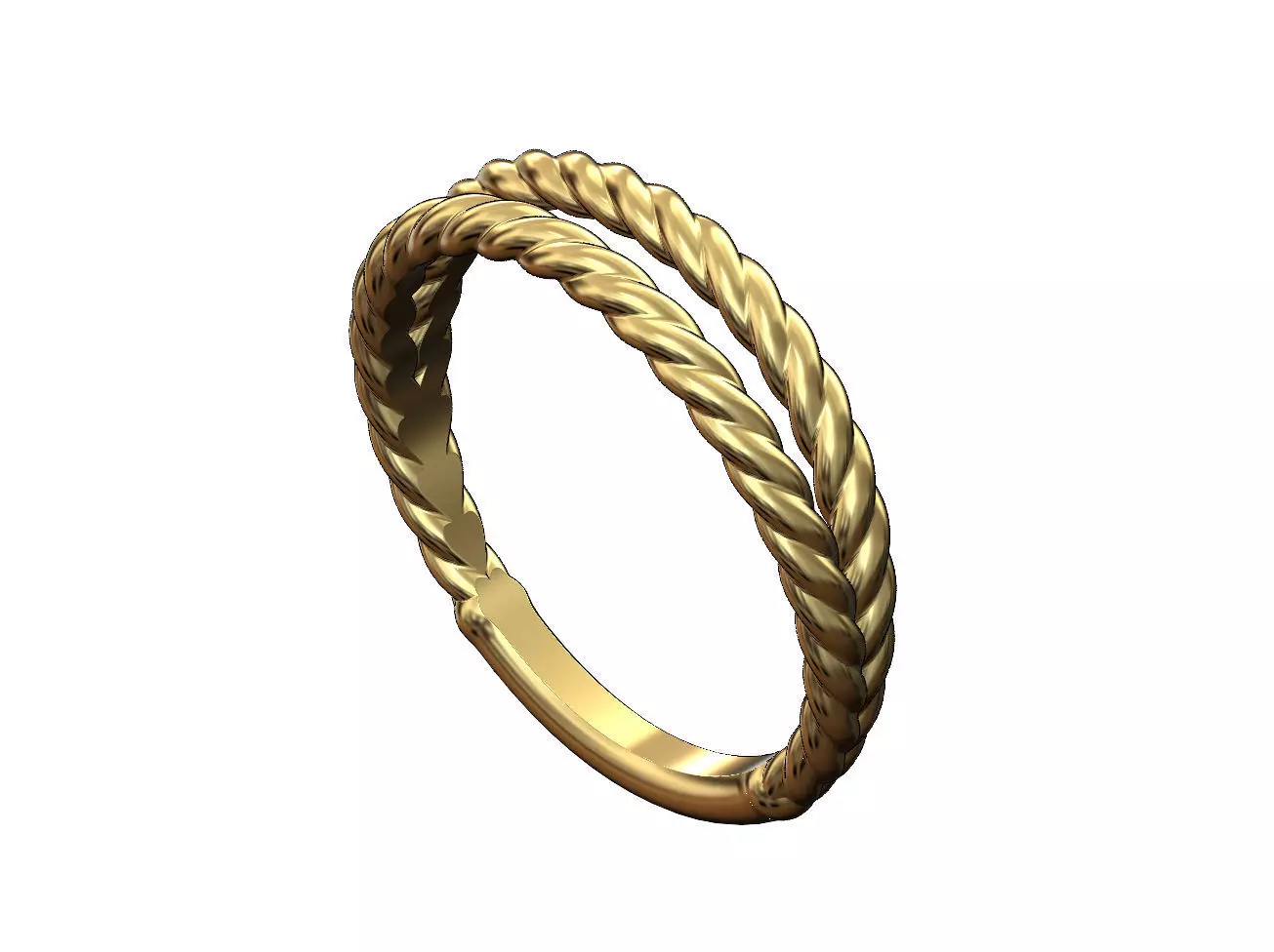 Double row twisted wire ring 3D print model_0