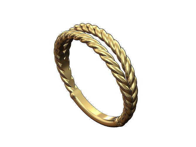 Double row twisted wire ring 3D print model
