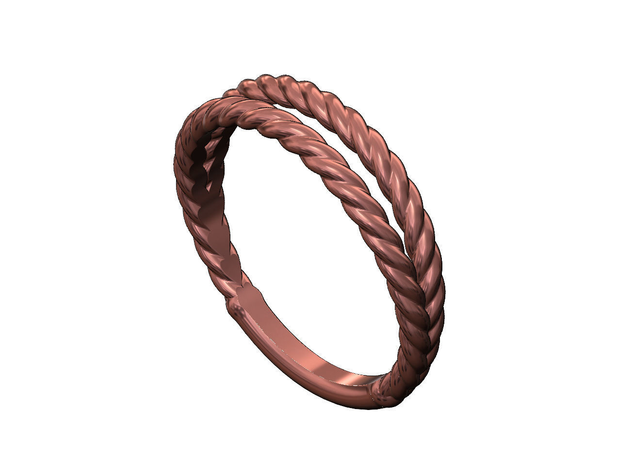 Double row twisted wire ring 3D print model_3