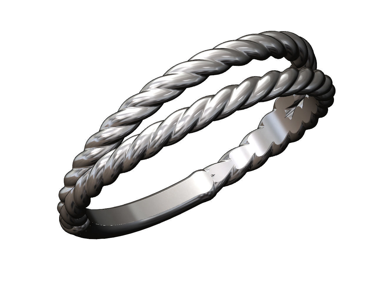 Double row twisted wire ring 3D print model_2