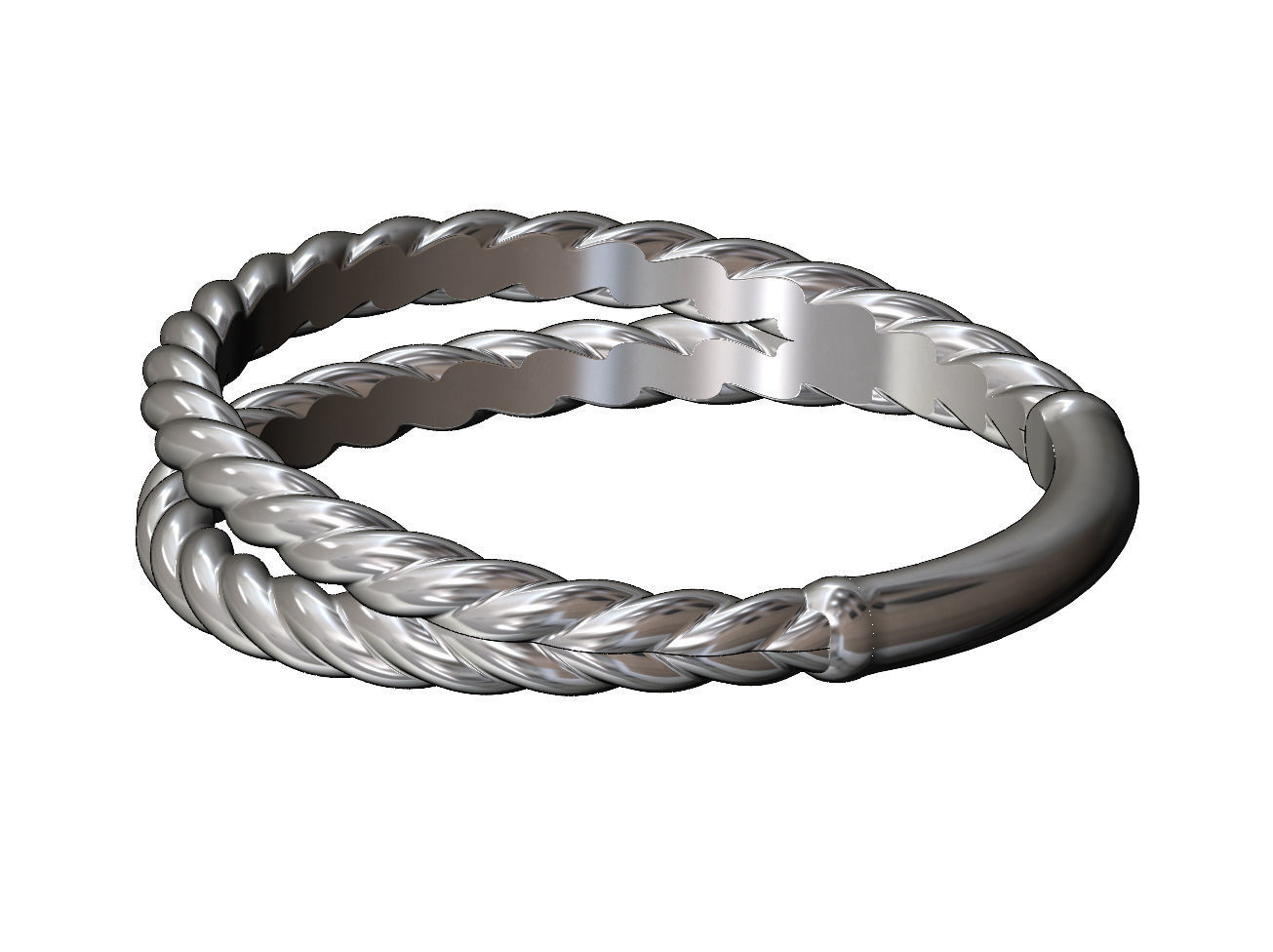 Double row twisted wire ring 3D print model_9