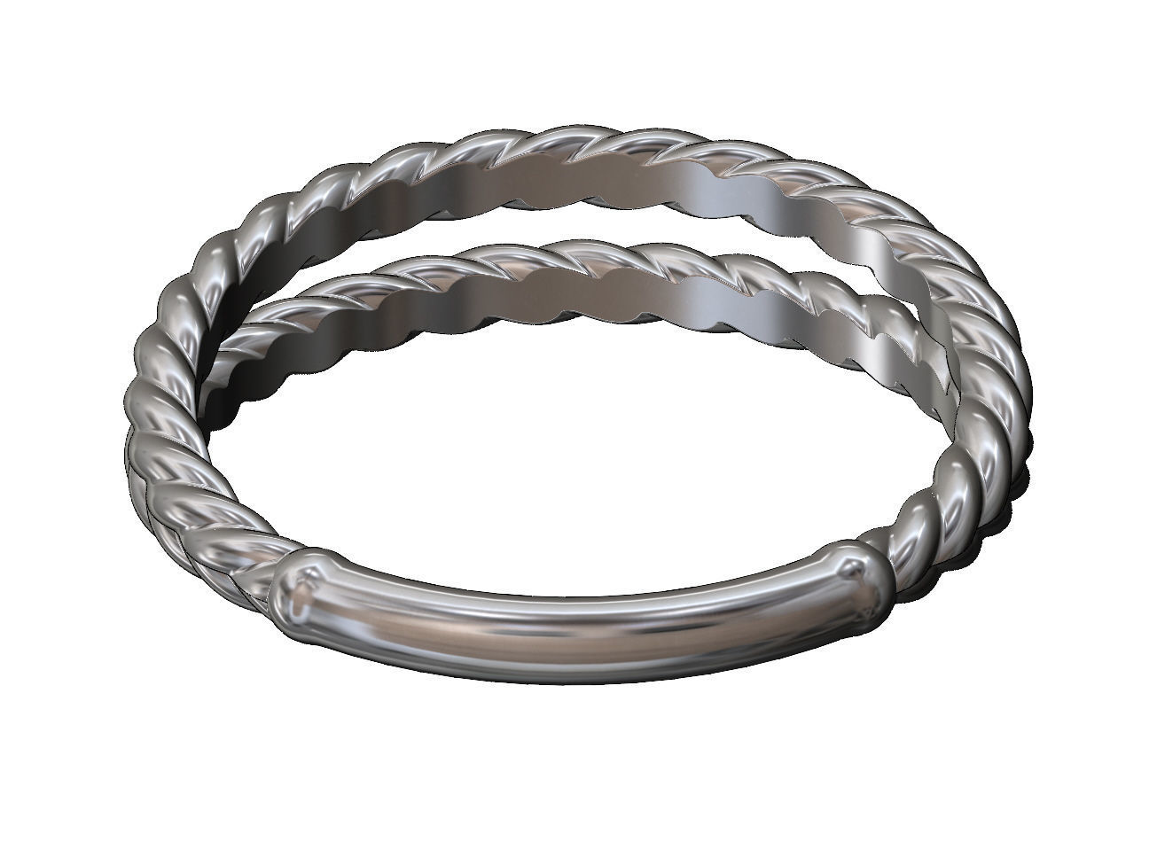 Double row twisted wire ring 3D print model_8