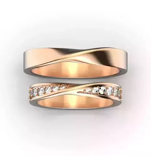 Gold wedding rings Mobius rings 3D print model
