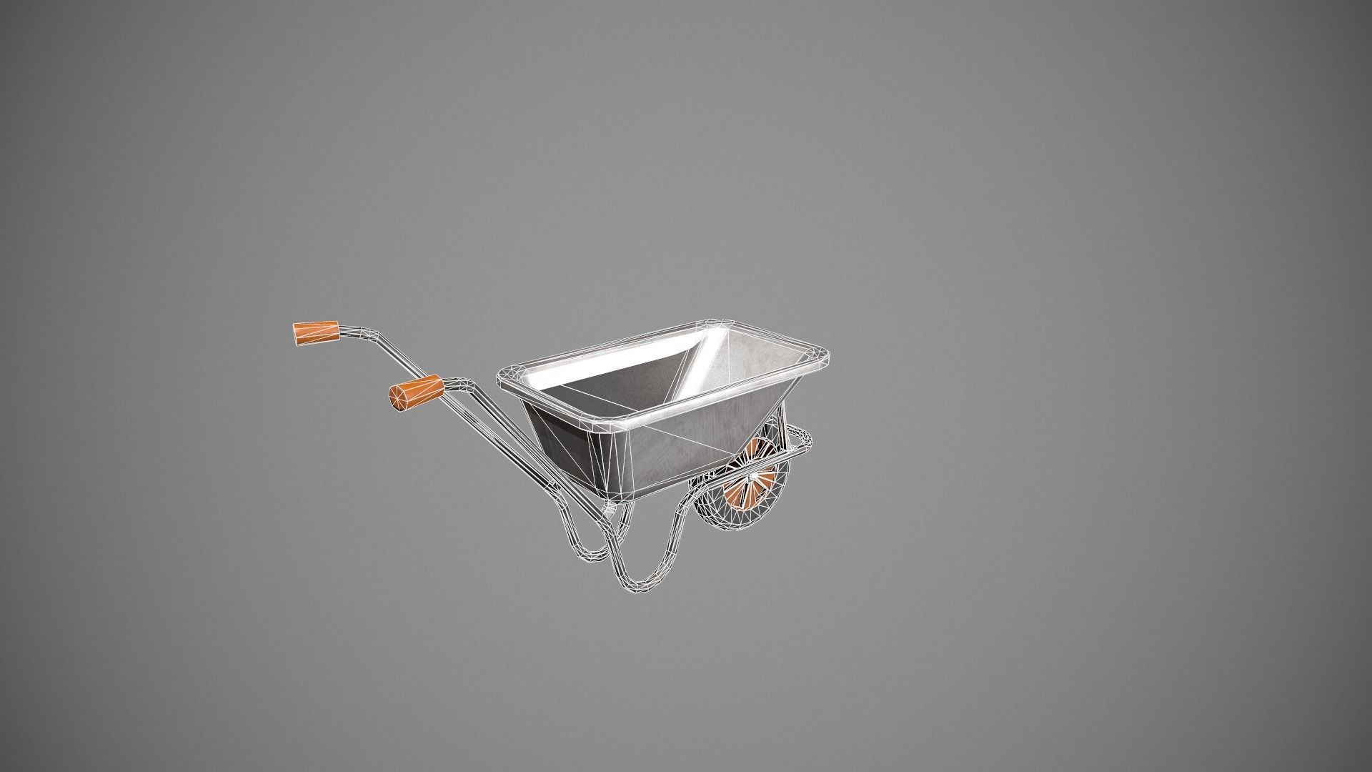 Metal - Orange Wheelbarrow Low-poly 3D model_20