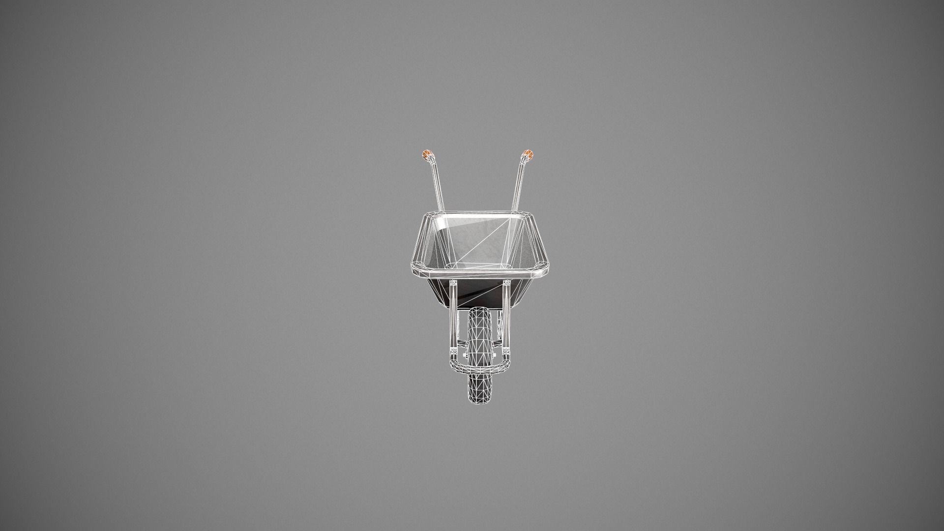 Metal - Orange Wheelbarrow Low-poly 3D model_14