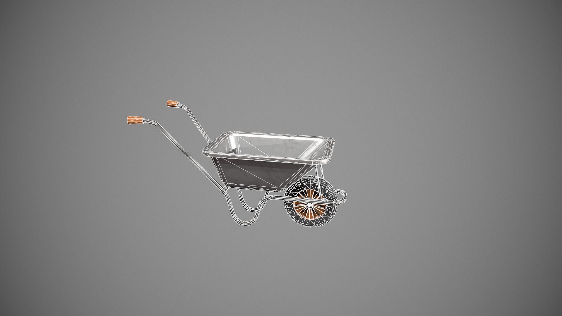 Metal - Orange Wheelbarrow Low-poly 3D model_21