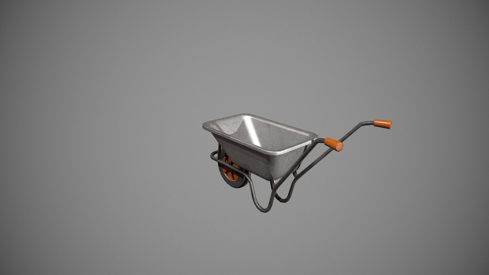 Metal - Orange Wheelbarrow Low-poly 3D model_9