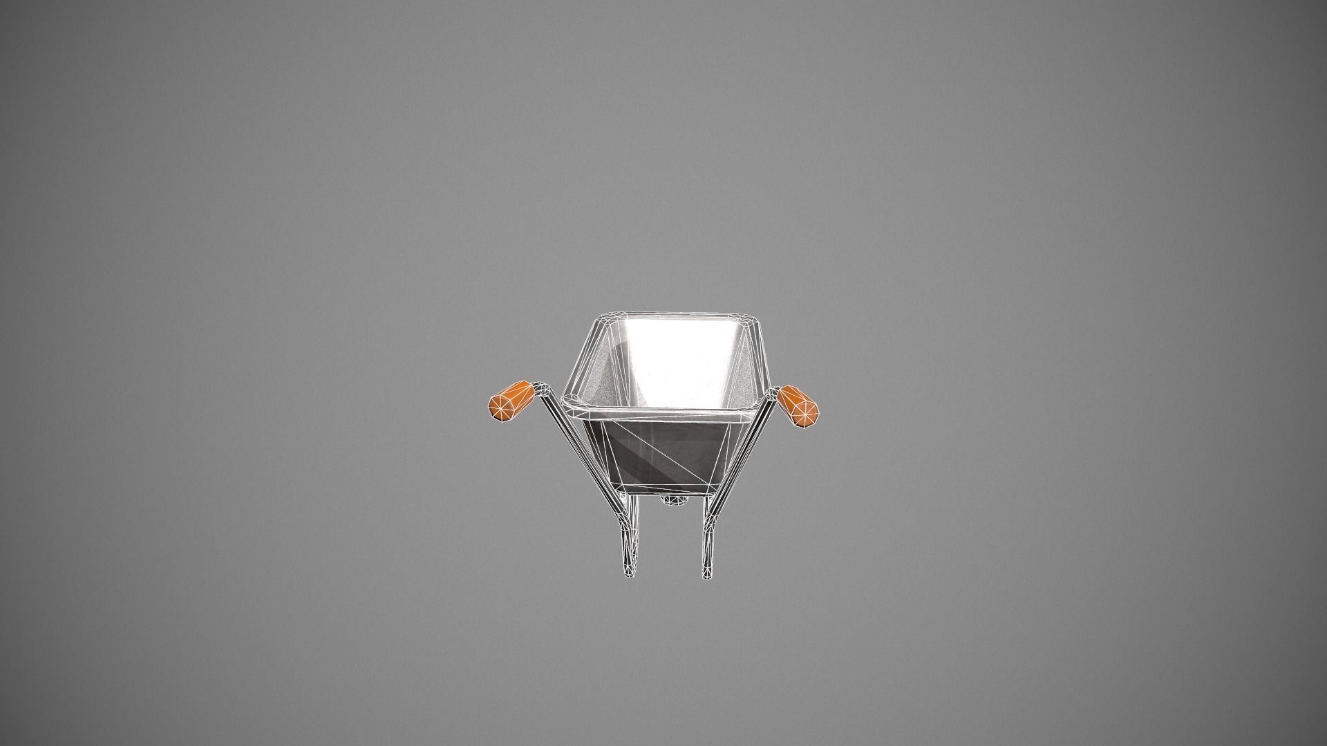Metal - Orange Wheelbarrow Low-poly 3D model_19